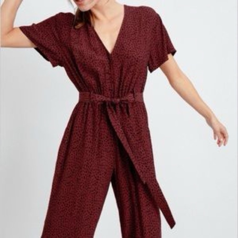 Rails Jet Cheetah print Burgundy Jumpsuit